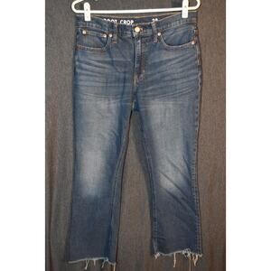 J. Crew Women's 28 9" Billie Demi Boot Crop Denim Jeans Raw Ankle Hem Distressed